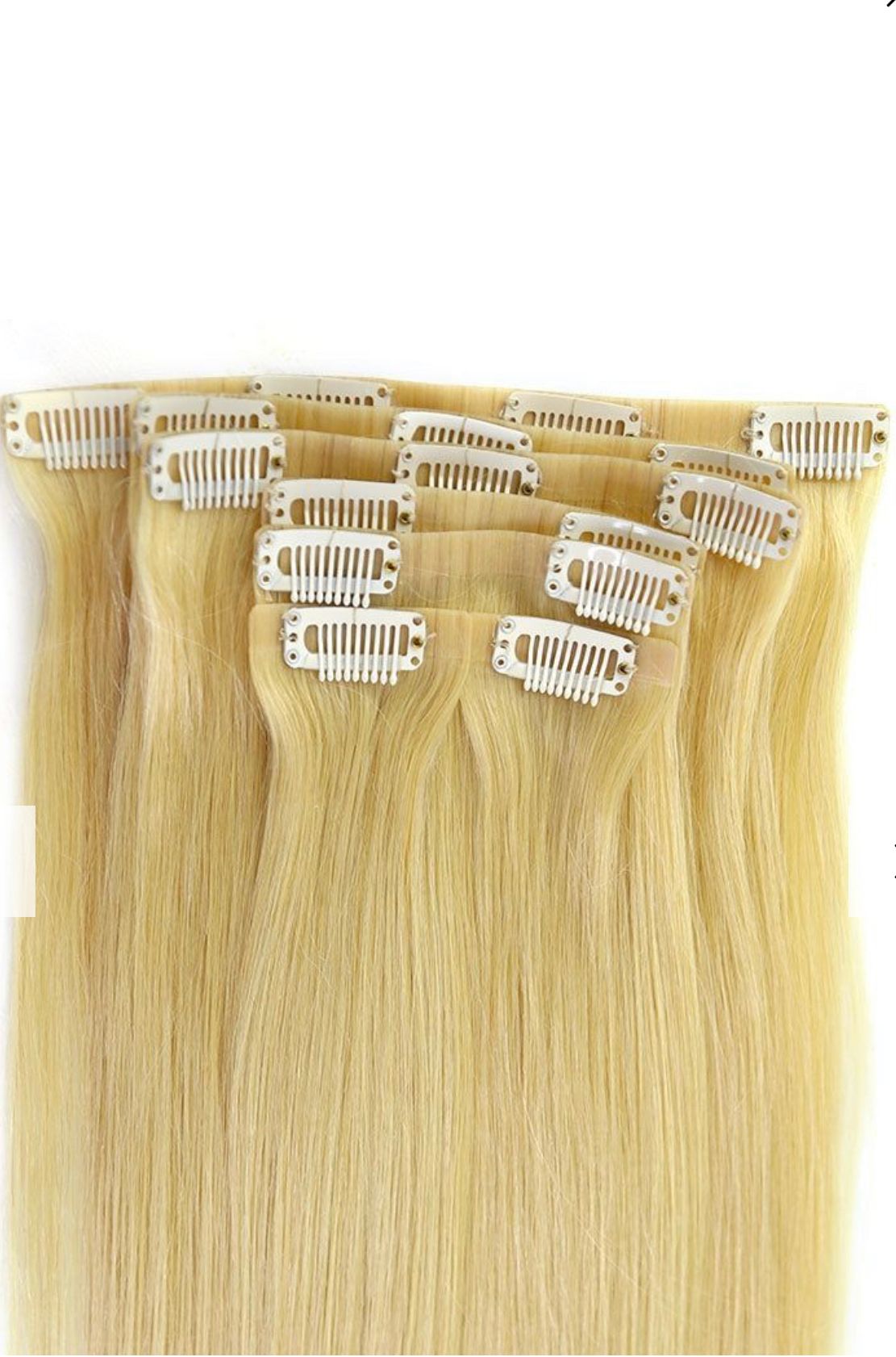 blonde seamless clip in extensions